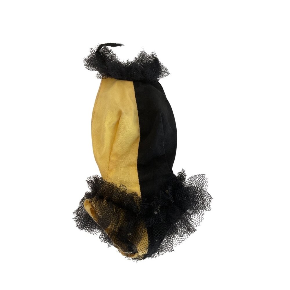 Vintage 60s Barbie Masquerade Half Black Yellow Tulle Bodysuit With Ruffled Trim